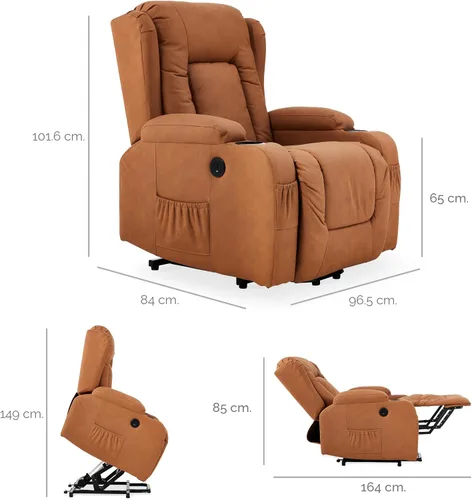 Miniatura 2 de Best Choice Products - Silla de elevación eléctrica de cuero PU, silla reclinable de masaje, muebles ajustables para espalda, patas con 3