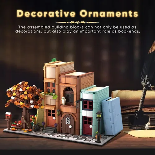 Miniatura 7 de Zylvoxia Kit de construcción de casa mágica sujetalibros, decorativo para el hogar para juguete de bloques de construcción, construcción