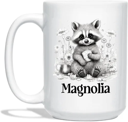 Miniatura 15 de Taza de café con nombre personalizado de oso de 11 y 15 onzas, taza de cerámica blanca con dibujo a lápiz de oso personalizado, regalo para niños