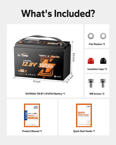 Miniatura 8 de Litime Batería LiFePO4 para motores de trolling de 12V 100Ah (Grupo 31), baterías de litio Bluetooth de 12 voltios, máx. 15000 ciclos profundos