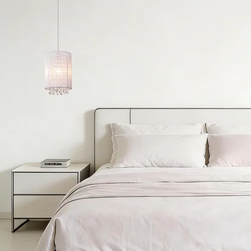 Miniatura 2 de LaLuLa Lámpara colgante enchufable, lámpara de cristal enchufable, fácil de instalar, pequeña luz colgante blanca 1 luz para dormitorio de niñas