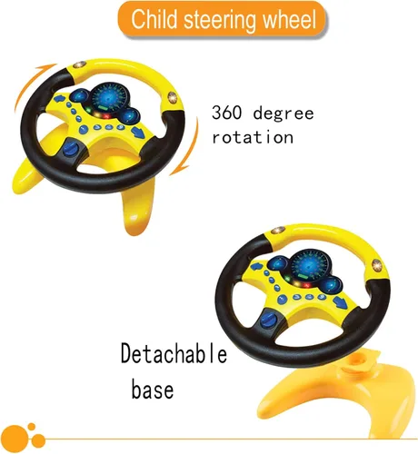 Miniatura 7 de RedCrab Volante de automóvil simulado de juguete con luz y música para niños, juguetes de asiento de conducción, juguetes educativos eléctricos