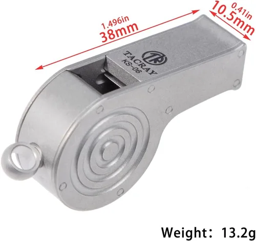 Miniatura 3 de TACRAY Silbato clásico de titanio, silbato portátil con cordón, silbato fuerte de emergencia de hasta 126 decibelios para supervivencias