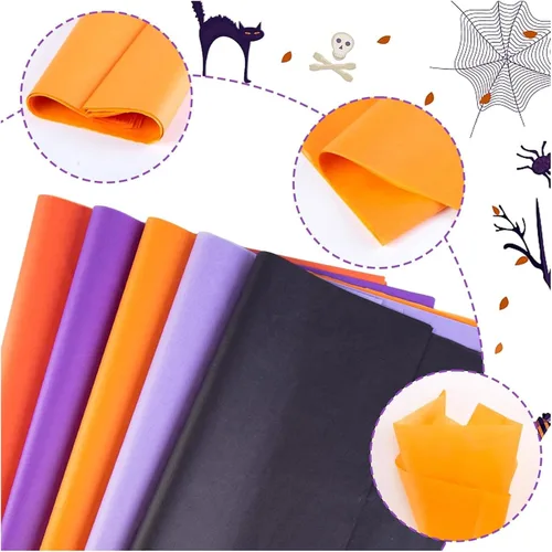 Miniatura 7 de Shindel 120 hojas de papel de seda de Halloween, 20 x 14 pulgadas, papel de regalo para Halloween, manualidades, bolsas de regalo, cajas de 5