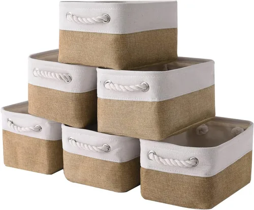Miniatura 31 de Cesta de organización y almacenamiento para estantes - Paquete pequeño de 6 cestas de almacenamiento de tela plegables para organizar con asa