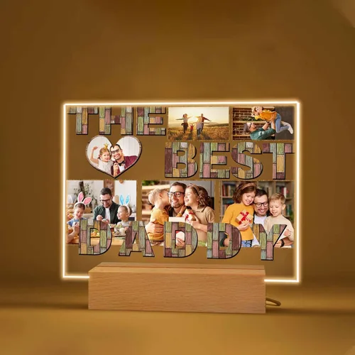 Miniatura 25 de Regalo especial de Navidad, lámpara de luz nocturna personalizada, fotos en placa acrílica, regalo para papá, mamá, regalo para familia, cumpleaños