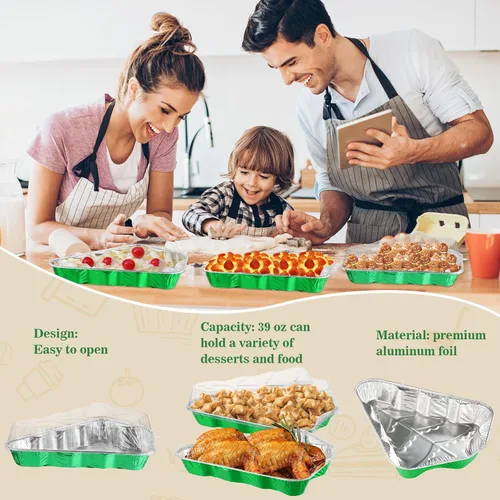 Miniatura 5 de Mini molde para pasteles con tapas, 10 recipientes individuales de 39 onzas para tartas, moldes de aluminio desechables individuales de aluminio