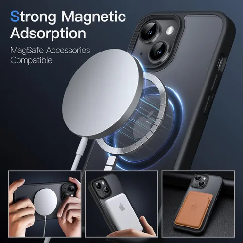 Miniatura 3 de JETech Funda magnética para iPhone 13 de 6.1 pulgadas, compatible con MagSafe, translúcida mate, delgada, a prueba de golpes, color negro