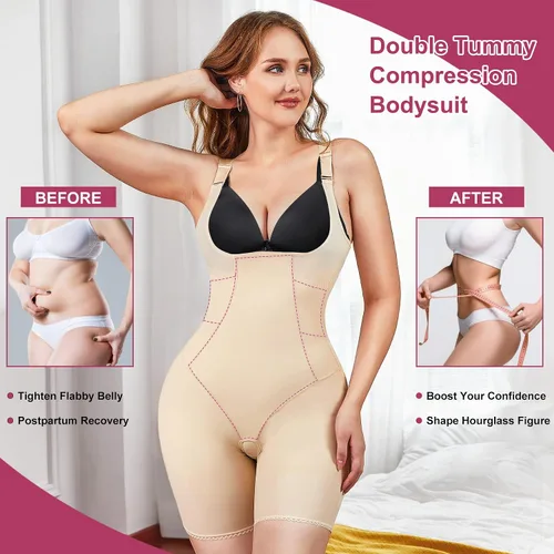 Miniatura 3 de MICOHPKLE Body Shaper de cuerpo completo para mujer, entrenador de cintura con control de barriga, busto abierto, muslo y levantador de glúteos