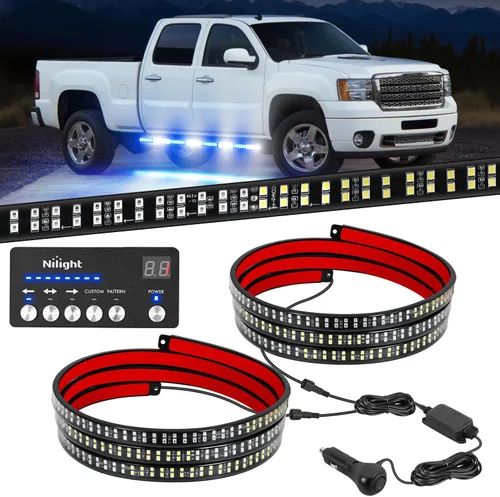 Miniatura 29 de Nilight 2 piezas de 24 pulgadas de tira de luces estroboscópicas para parrilla de camiones, 384 LED, luz de emergencia ámbar, flexible, intermitente