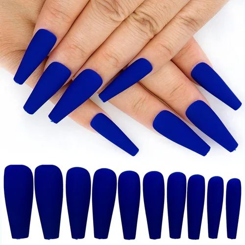Miniatura 9 de AddFavor 120 uñas postizas negras a presión largas con pegamento y pestañas adhesivas, uñas acrílicas mate de cobertura completa para mujeres y niñas