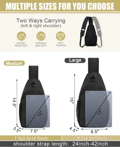 Miniatura 2 de Pritent Bolsos cruzados para mujeres y hombres, mochila de moda, bolsa casual para el pecho con correa de hombro convertible Negro