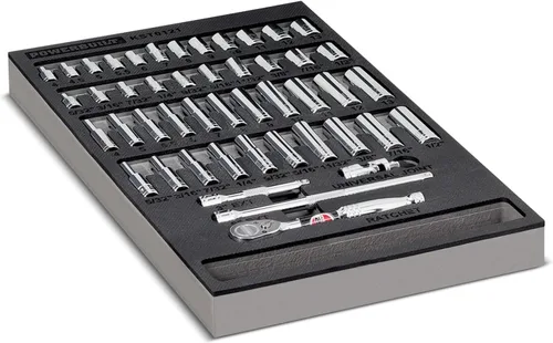 Miniatura 15 de Powerbuilt Master 949009 - Juego de accesorios y trinquetes, 16 piezas, herramientas de transmisión de 1/4, 3/8 y 1/2 pulgada, barras de extensión