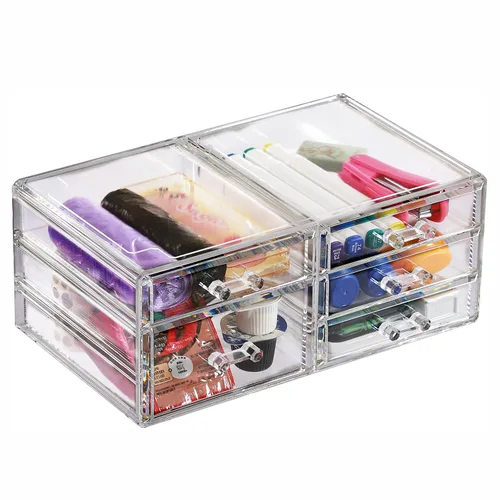 Miniatura 15 de Cq acrylic 1 paquete de cajones de almacenamiento apilables transparentes para tocador, organizador de escritorio apilable de 3 cajones con cajones