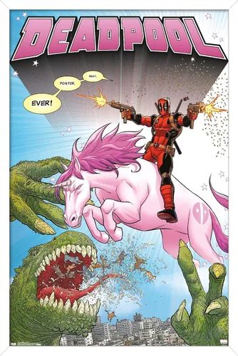 Miniatura 12 de Marvel Comics Deadpool - Póster de pared de unicornio, 34 pulgadas de largo x 22.4 pulgadas de ancho, paquete de póster y clip