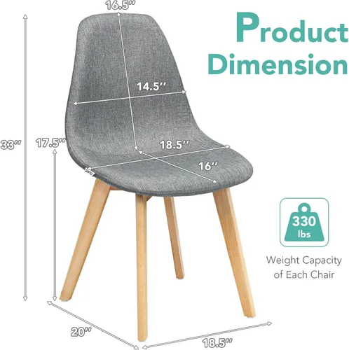 Miniatura 3 de giantex - juego de 4 Sillas de comedor con patas de madera, diseño moderno