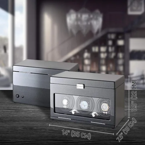 Miniatura 7 de Enrollador de reloj y caja de almacenamiento para enrollar 3 relojes automáticos y 12 espacios de almacenamiento de relojes