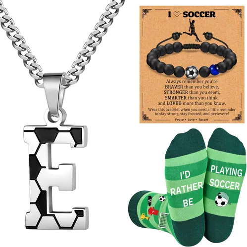 Miniatura 8 de Soccer Gifts Set A-Z Letter Soccer Necklace for Men Novelty Soccer Socks&Soccer Bracelets for Soccer Lovers