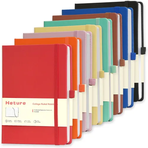 Miniatura 12 de Heture Cuadernos de tapa dura, cuadernos rayados A5 para escribir 160 páginas, 8.2 x 5.5 pulgadas, cuadernos clásicos a rayas para universidad, Negro