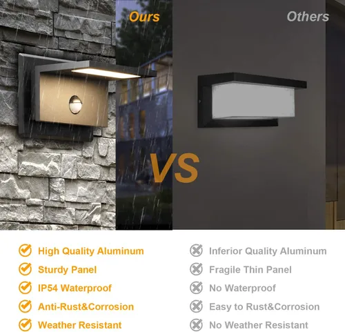 Miniatura 3 de Lustrlach Aplique de pared con sensor de movimiento para exteriores, luz LED para porche delantero, con cable IP54, impermeable, moderna