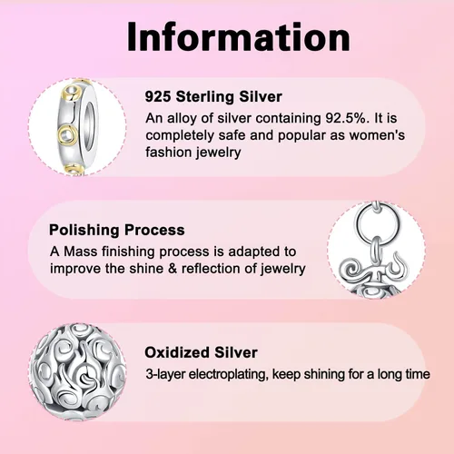 Miniatura 40 de Dije de girasol con diseño de estrella y luna y elefante para pulsera, collar de plata de ley 925, dijes de corazón de amor para mujer, regalo