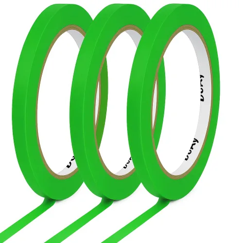 Miniatura 2 de Paquete de 3 cintas adhesivas verdes para pintores – Cinta adhesiva de 0.25 pulgadas de ancho – Multisuperficie, adherencia inteligente