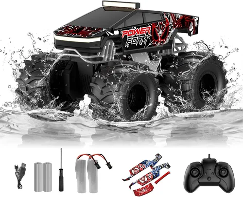 Auto de control remoto anfibio, 1:18 impermeable Monster Truck Juguetes RC Cars, 2.4GHz RC Trucks 4WD todoterreno todo terreno, regalos de