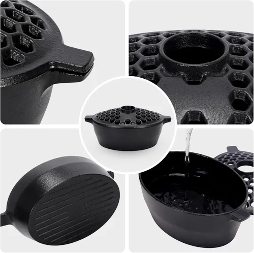 Miniatura 8 de G GOOD GAIN Vaporizador de estufa de leña, humidificador de estufa de hierro fundido con parte superior de apertura grande Olla ovalada