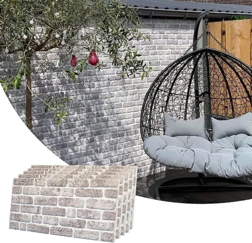 Miniatura 59 de Dundee Deco Paneles de pared 3D de ladrillo sintético, revestimiento de pared con aspecto de piedra roja, gris y marrón, espuma de poliestireno
