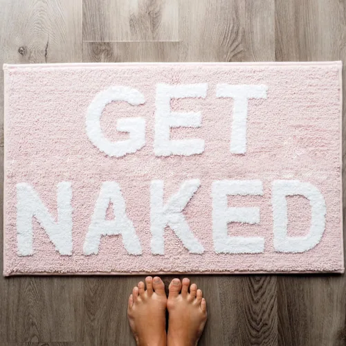 Miniatura 8 de Evovee Alfombra de baño con texto en inglés «Get Naked», divertida y bonita, tapete de baño con texto «Get Nake», divertido y bonito