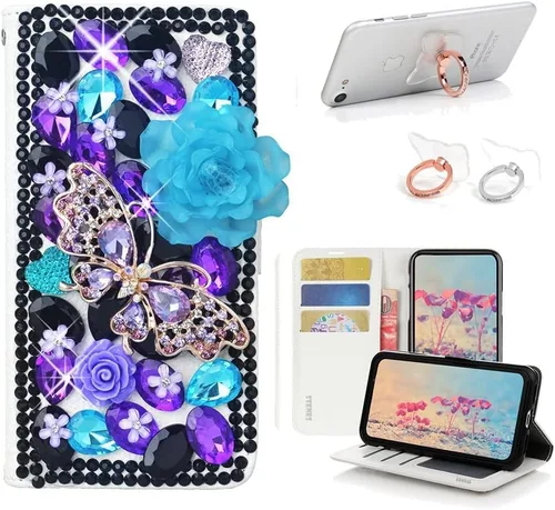 Miniatura 8 de Bling - Funda de piel con soporte para anillos, diseño 3D hecho a mano, 2 unidades, SBLDwRSSeries-6