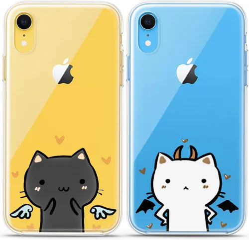 Miniatura 7 de Fundas a juego para parejas compatibles con iPhone 16 15 14 13 12 11 Pro Max Mini Xs X 6s 8 Plus 7+ Xr 10 SE 5 Girlfriend Cat Silicone Pair Cover