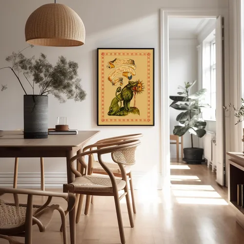 Miniatura 5 de Poster Master Póster vintage, estampado retro de león verde devorando el sol, arte hermético, arte de mitología, regalo para hombres y mujeres