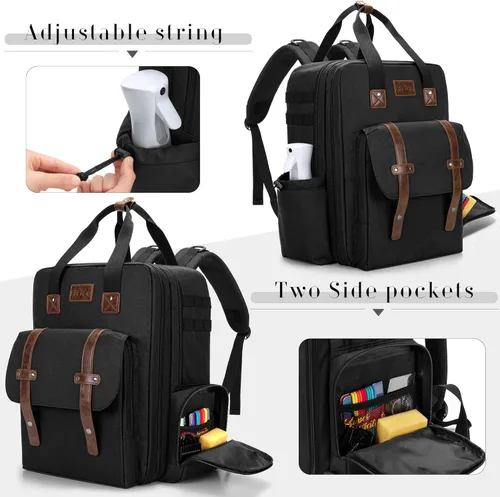 Miniatura 5 de BAFASO Estuche de Barbero de Gran Capacidad, Bolsa de Peluquería de Viaje que Contiene Varias Herramientas de Corte de Cabello (Solo Bolsa), Negro
