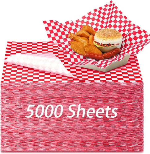Miniatura 8 de Sieral - 5000 hojas de papel a cuadros de 12 x 12 pulgadas, forros para cestas de alimentos y papeles de cera para envolver sándwiches, resistentes