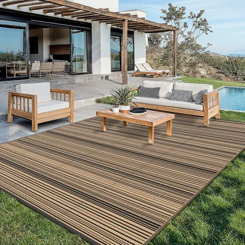Miniatura 14 de GENIMO - Tapete de exterior para patio, 6 x 9 pies, impermeable, reversible, de plástico, para campamento, caravana, terraza, porche, cámper
