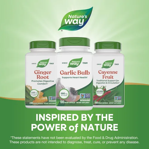 Miniatura 7 de Nature's Way Bombilla de ajo, apoya la salud del corazón*, proyecto verificado sin OMG, 580 mg por porción, vegano, 100 cápsulas