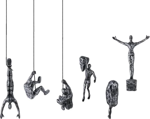 Miniatura 12 de Gran conjunto de 3 esculturas de pared de hombres escalando Arte decorativo de pared nórdica de simplicidad moderna, esculturas de hombre escalador