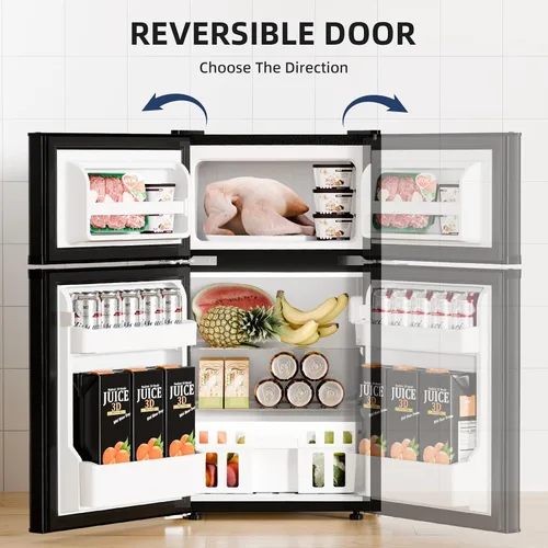 Miniatura 4 de Antarctic Star - Refrigerador compacto con congelador, mininevera de 2 puertas, estante ajustable, refrigerador pequeño para dormitorio, oficina