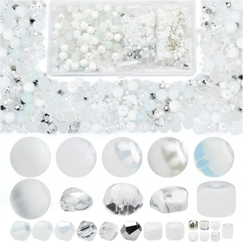 Miniatura 15 de Rired 27 Kit de Pulseras de Cuentas de Manualidades Surtidas, Cuentas Azul Columbia Incluyendo 7 Tipos de Cuentas Redondas/Cuentas de Pony