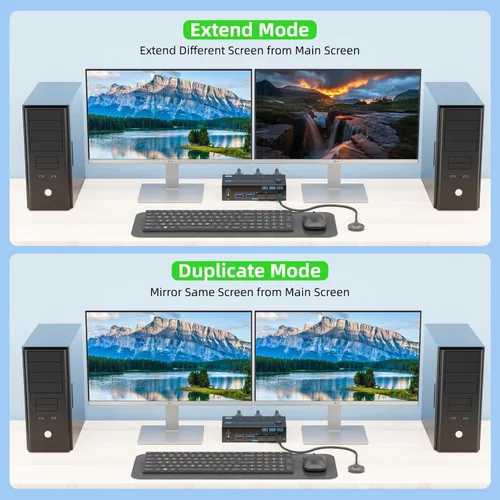 Miniatura 8 de Conmutador KVM 2 Monitores 2 Computadoras 8K Displayport 1.4 y HDMI 2.1 Monitor dual USB 3.0 2 IN 2 Out KVM Switch para 2 PC Compartir 2 Pantallas