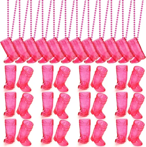 Miniatura 12 de Sieral 12 piezas de vasos de chupito de bota en collar con cuentas, vaso de chupito de vaquera de plástico, collar de vaso de chupito para novia