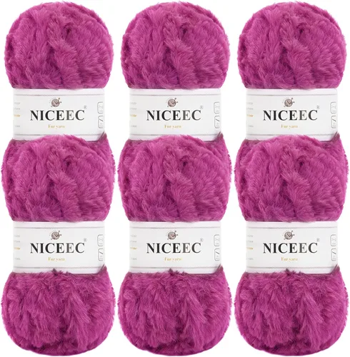 Miniatura 28 de NICEEC Hilo de Pelo Sintético Super Suave, Grueso y Esponjoso, Hilo de Pestañas para Crochet y Tejido (Longitud Total 192m/9.1kg) - Otoño/300g