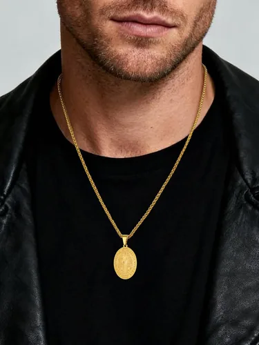 Miniatura 224 de U7 Saint Benedict/Michael Medal Necklace, 316L Stainless Steel Virgin Mary Necklace for Men Women, Bible Verse Protection Necklace Catholic