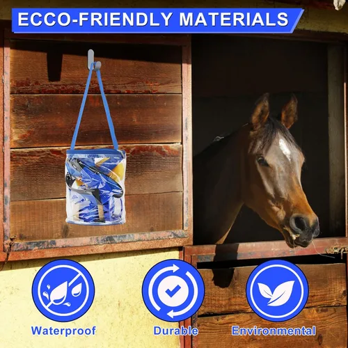 Miniatura 4 de Kit de aseo de 9 piezas con bolsa de mano, juego de cepillos para caballo, raspador de sudor, esponja, púa de pezuñas, peine de curry para jinetes