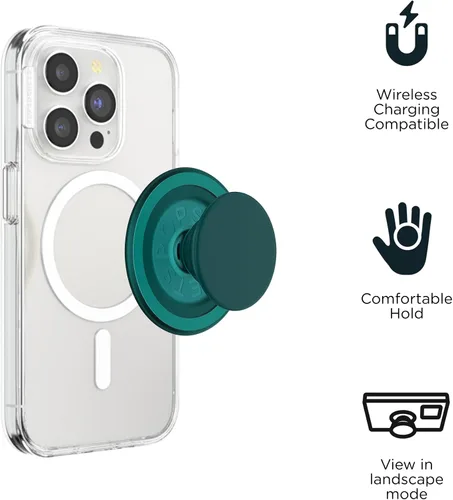 Miniatura 3 de PopSockets Agarre para teléfono con soporte magnético, parte superior intercambiable, sujeción segura para fundas MagSafe de iPhone, agarre