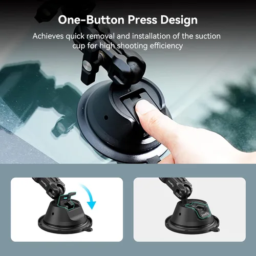 Miniatura 7 de SMALLRIG Soporte de ventosa para GoPro con pasador antitorsión, soporte de metal para parabrisas de automóvil en el exterior, montaje en tablero