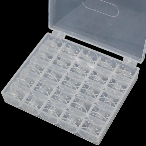 Miniatura 2 de 25 piezas de bobinas para máquina de coser, bobinas de coser con estuche, bobinas Sa156, bobinas clase 15, bobinas de plástico compatibles