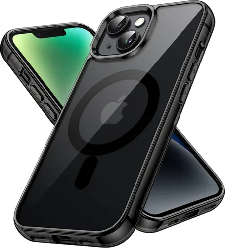 JETech Funda magnética para iPhone 14 de 6.1 pulgadas, compatible con carga inalámbrica MagSafe, a prueba de golpes, parte trasera transparente