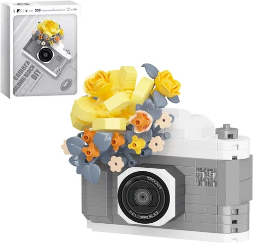 Miniatura 10 de Juego de construcción de 6 mini flores con microladrillos para cámara, juguetes en miniatura para decoración del hogar, regalos creativos